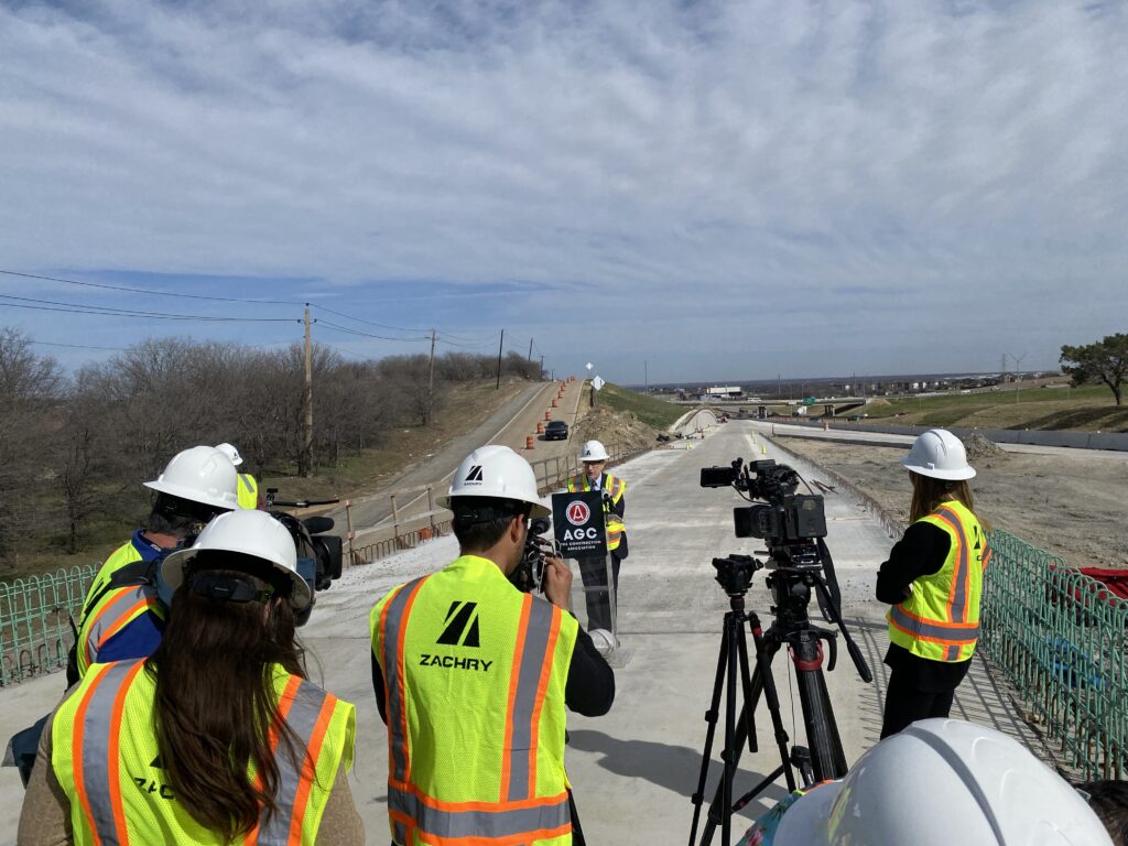 Ken Simonson speaks to reporters during America's Moving Forward Campaign Launch